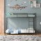 Twin Over Twin Metal Bunk Bed, Low Profile, Safe, No Box-Spring